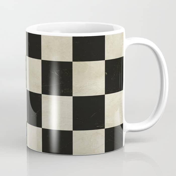Distressed Black And White Checkerboard Pattern Coffee Mug
