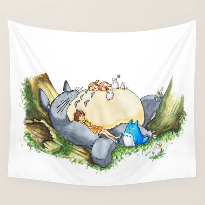 Ghibli Forest Illustration Wall Tapestry