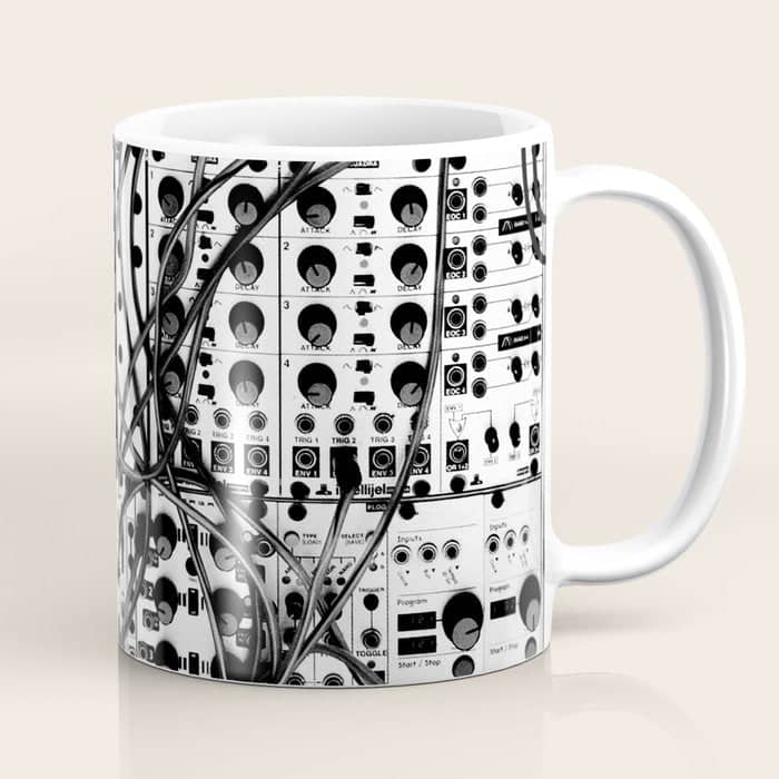 Analog Synthesizer System - Modular Black And White Coffee Mug