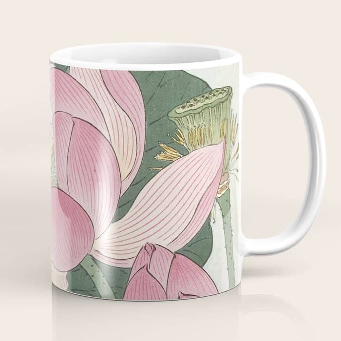 Flowering Lotus Flowers, Ohara Koson Coffee Mug