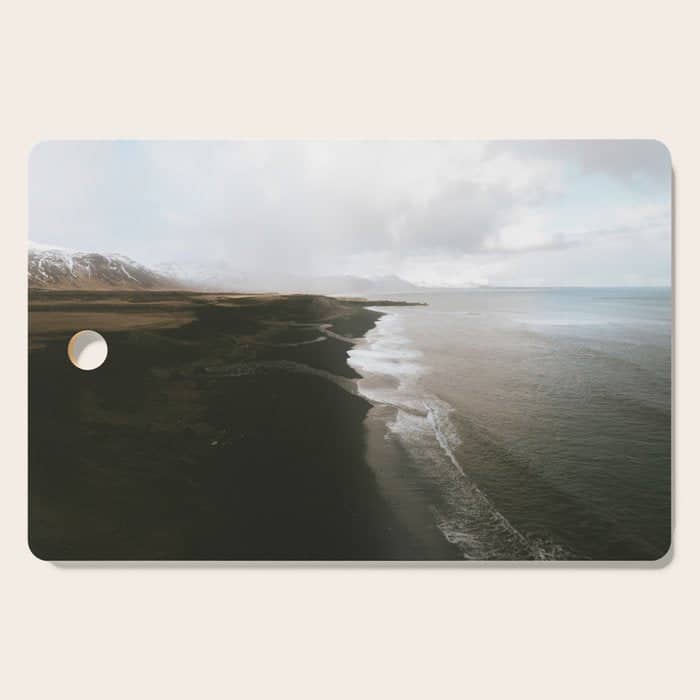 Moody Black Sand Beach In Iceland - Landscape Photography Cutting Board
