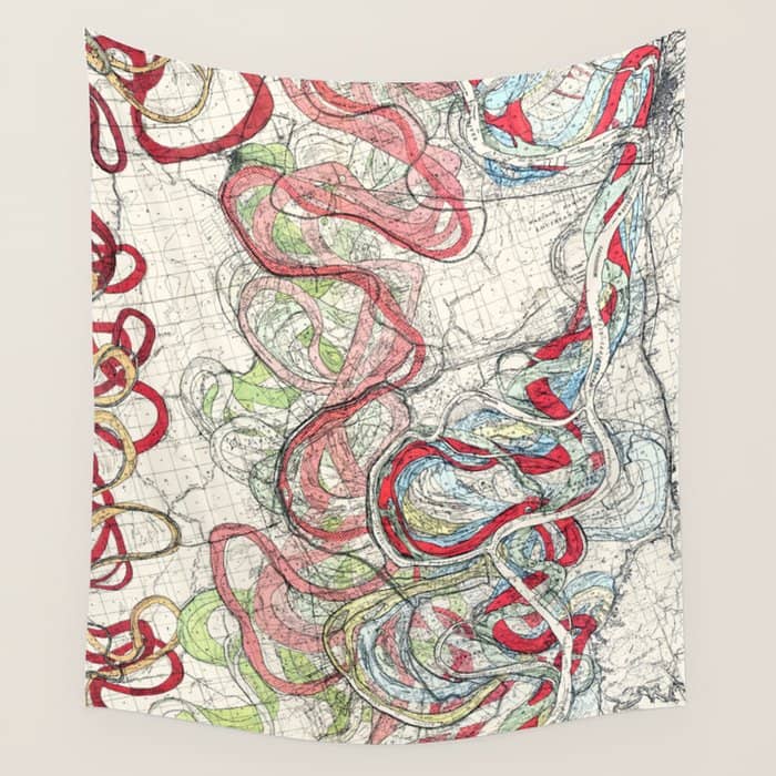 Vintage Map Of The Mississippi River Wall Tapestry