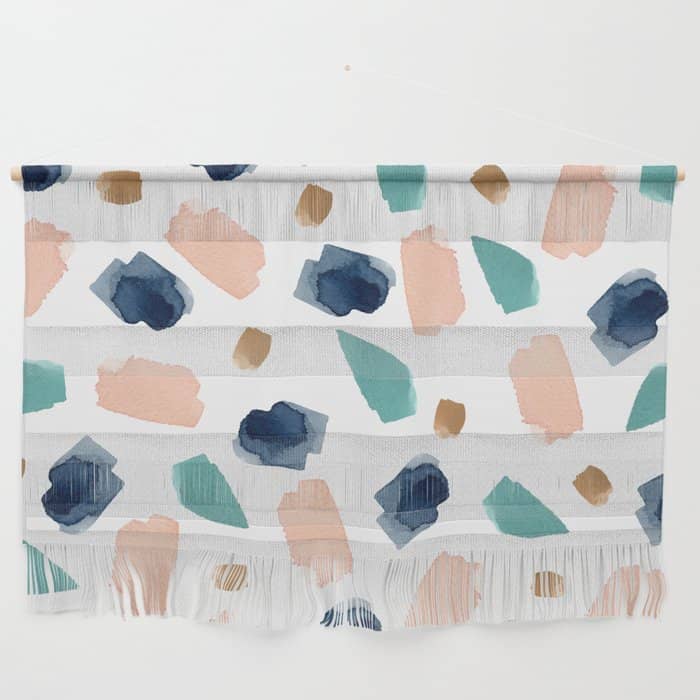 Terrazzo (Turquoise, Navy, Pink & Gold) Wall Hanging