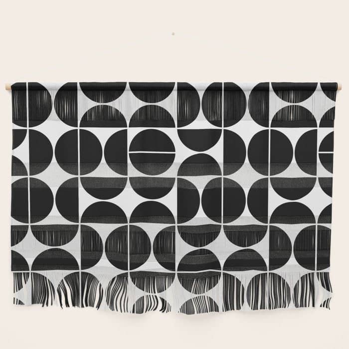 Mid Century Modern Geometric 04 Black Wall Hanging