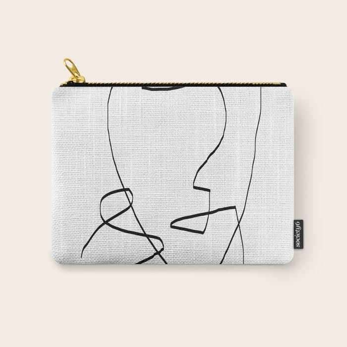 Abstract Head, Minimalist Line Art Carry All Pouch