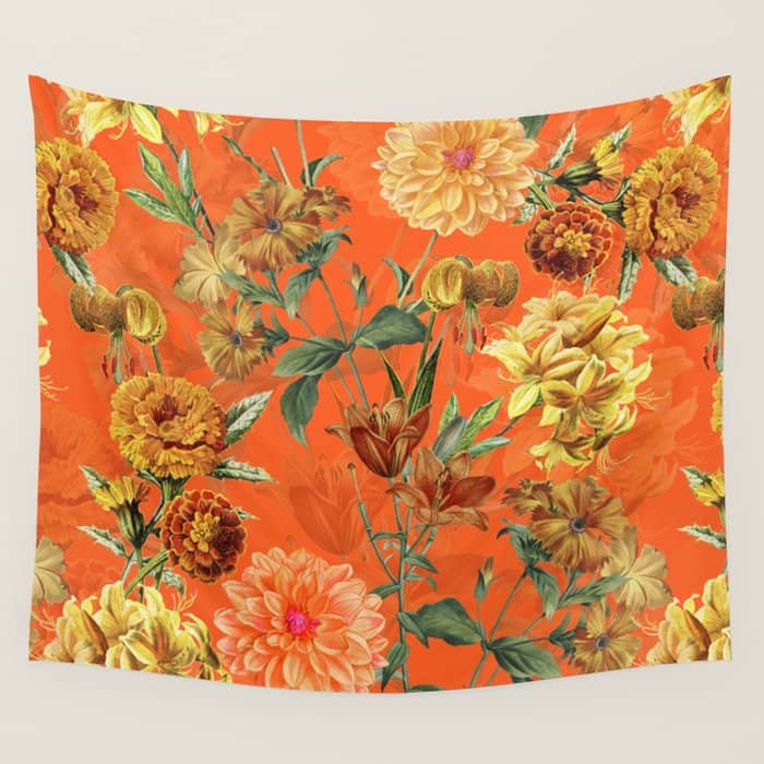 Vintage & Shabby Chic - Warm Sunny Yellow Flower Garden Wall Tapestry