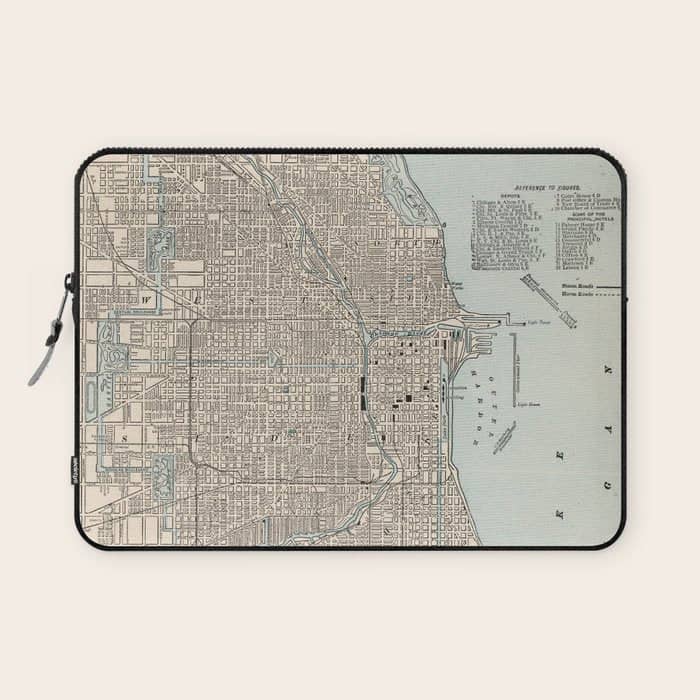 Vintage Map Of Chicago (1893) Laptop Sleeve