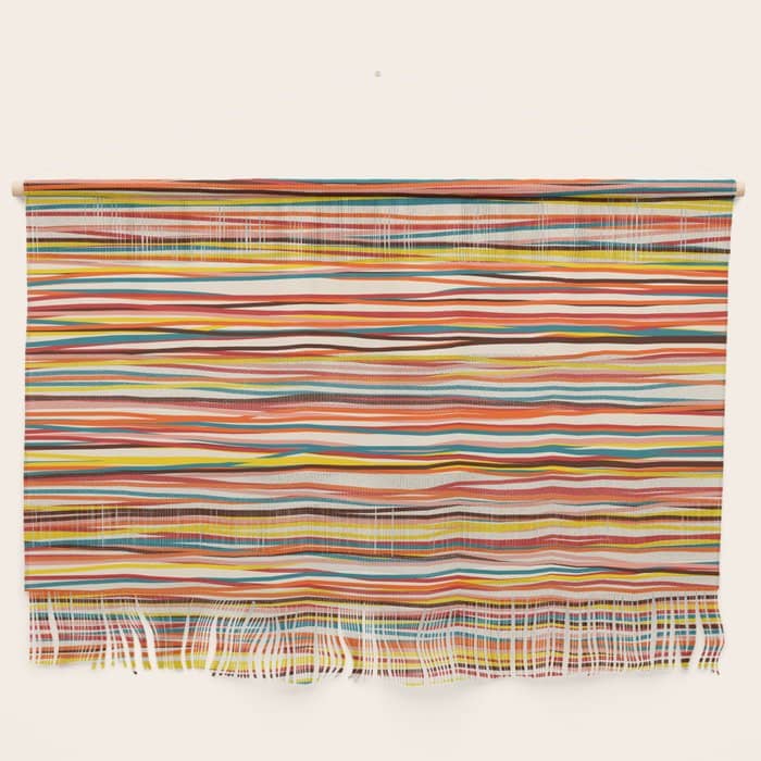 Bright Colorful Lines - Classic Abstract Minimal Retro Summer Style Stripes Wall Hanging