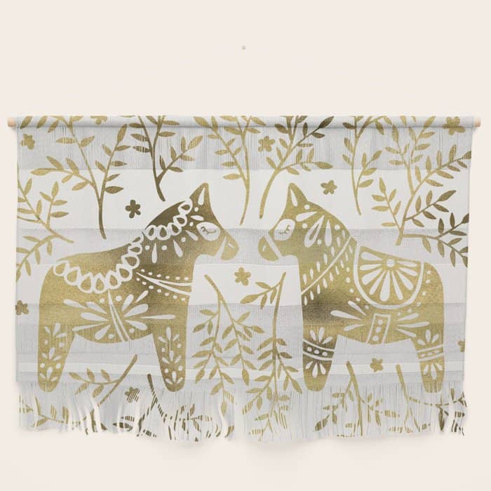Swedish Dala Horses - Gold Palette Wall Hanging