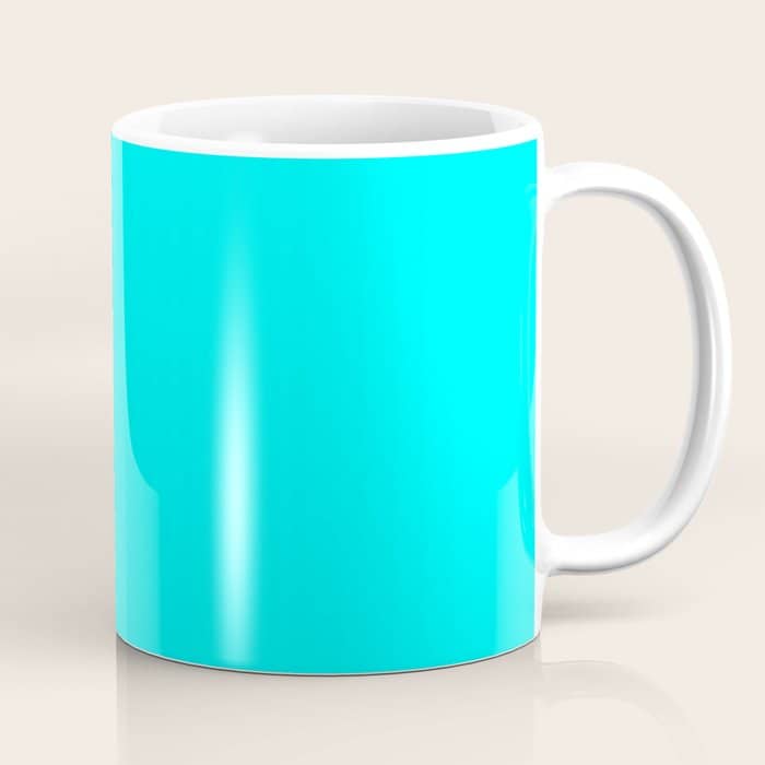 Neon Aqua Blue Bright Electric Fluorescent Color Coffee Mug
