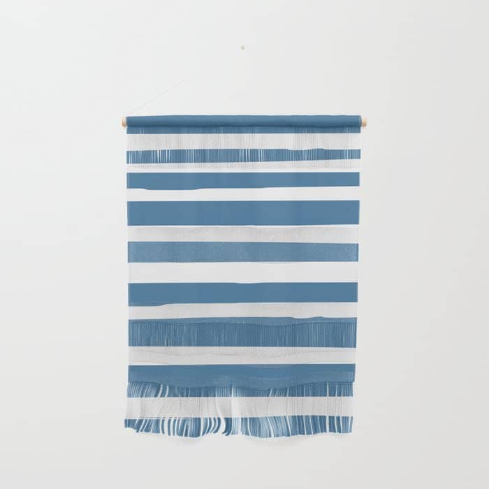 Ocean Stripes, Abstract, Blue And White, Striped Pattern Wall Hanging