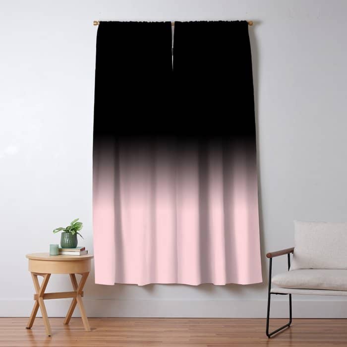 Modern Abstract Elegant Black Blush Pink Gradient Pattern Window Curtain
