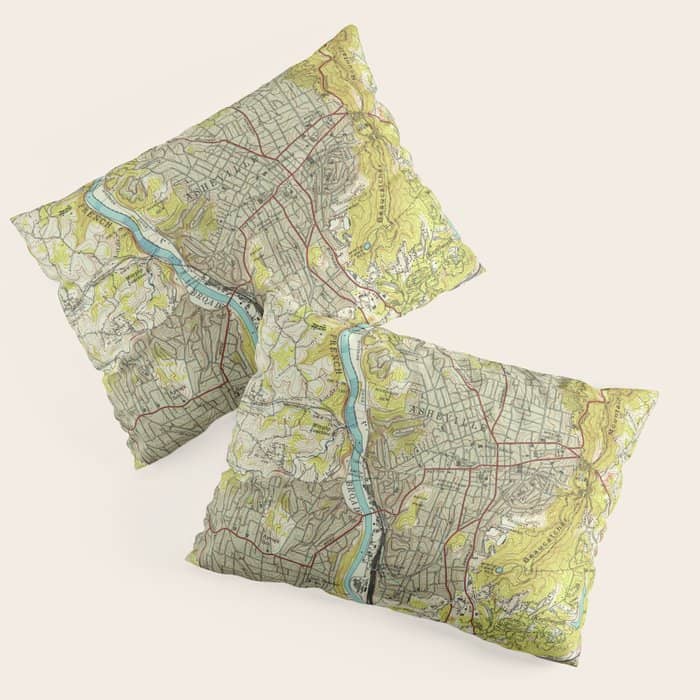 Vintage Map Of Asheville North Carolina (1943) Pillow Sham