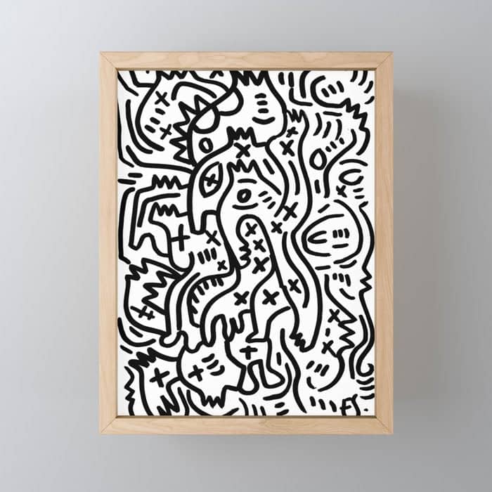 Graffiti Street Art Black And White Mini Art Print