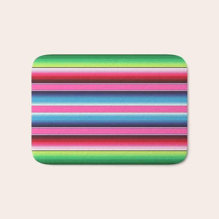 Pink Mexican Serape Blanket Stripes Bath Mat