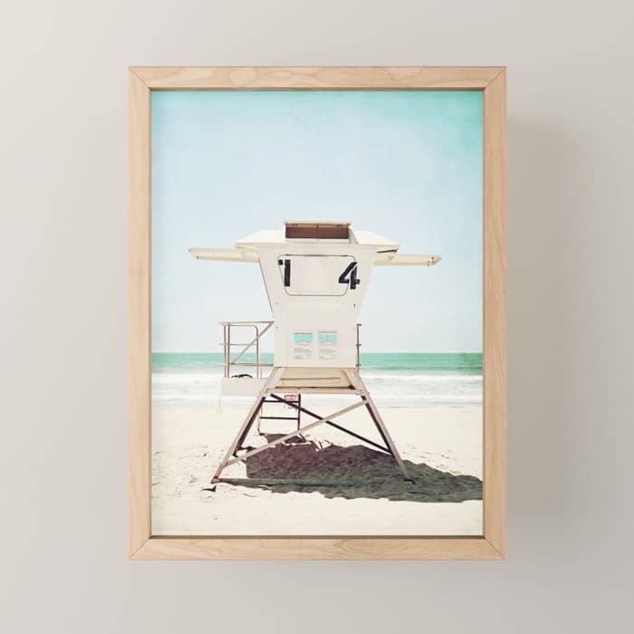 Lifeguard Stand, Beach Photography, San Diego California, Blue Aqua Seashore Ocean Summer Art Mini Art Print