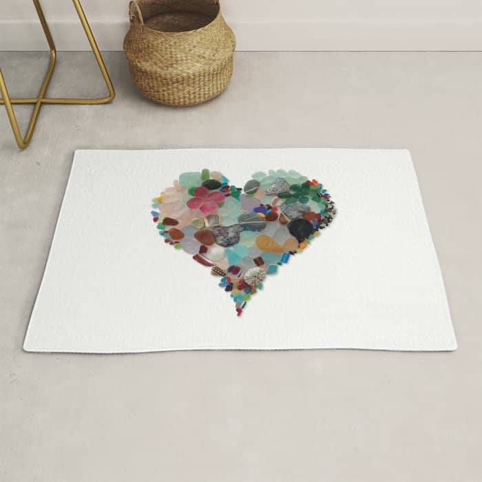 Love -  Sea Glass Heart A Unique Birthday & FatherâS Day Gift Rug