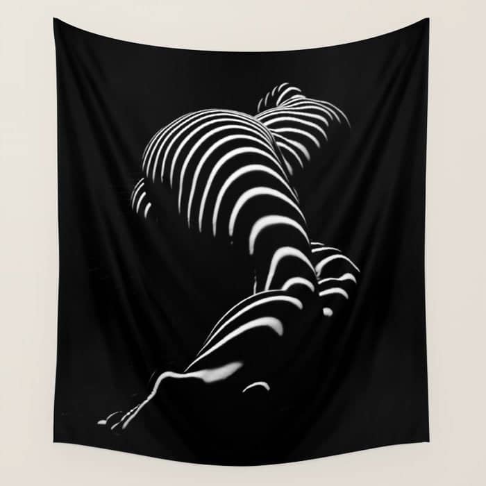 0774-Ar Bbw Sensual Legs Hips And Ass Of A Large Woman Big Beautiful Art Nude Black And White Wall Tapestry
