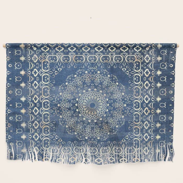 Old Bookshop Magic Mandala In Blue Wall Hanging