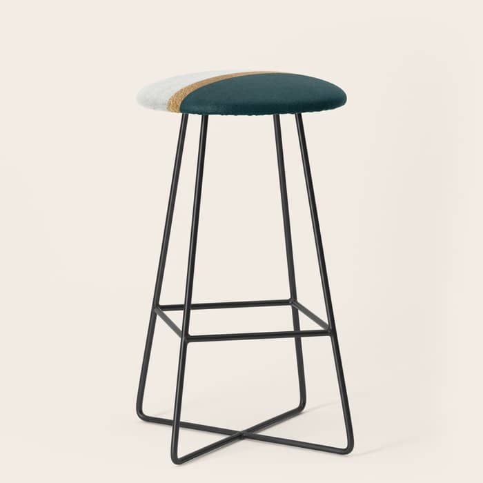Deep Green, Gold And White Color Block Stool