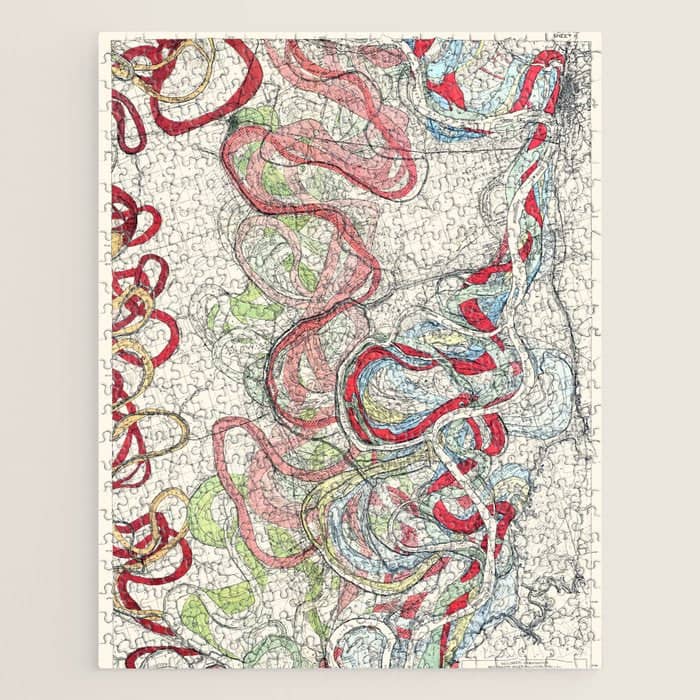 Vintage Map Of The Mississippi River Jigsaw Puzzle