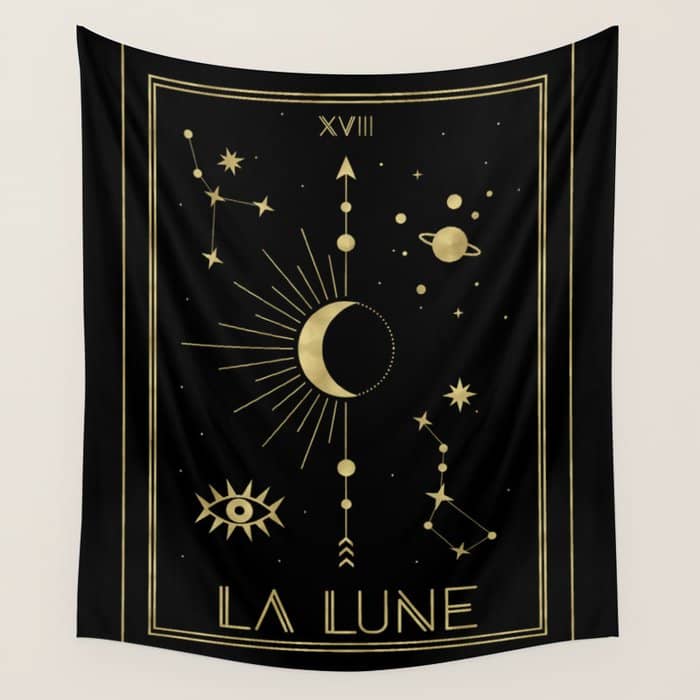 The Moon Or La Lune Gold Edition Wall Tapestry