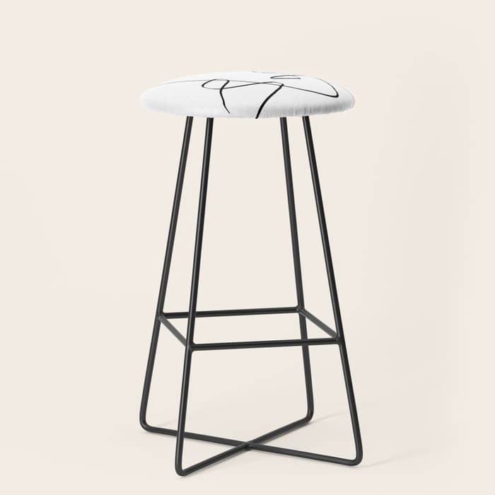 Abstract Head, Minimalist Line Art Stool