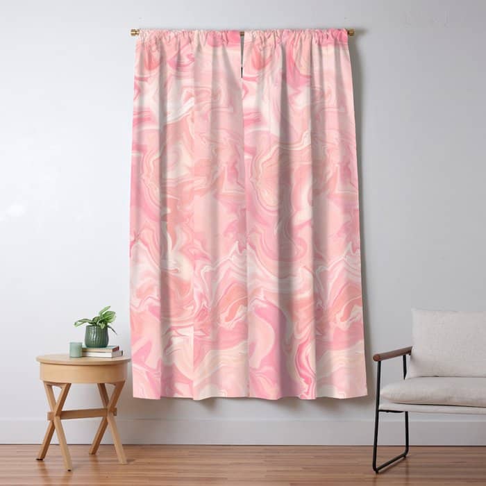 Blush Pink Abstract Watercolor Marble Pattern Window Curtain
