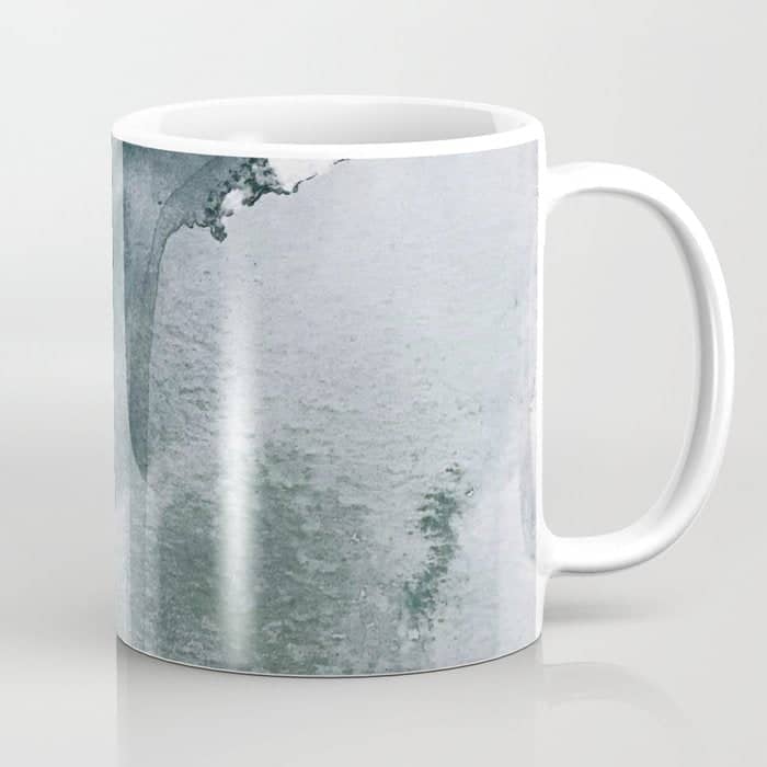 Lakeside: A Minimal, Abstract, Watercolor And Ink Piece In Shades Of Blue And Green Coffee Mug