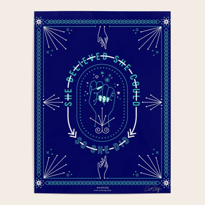 She Believed - Navy & Turquoise Palette Poster