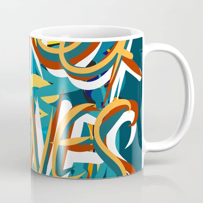 Street Loves Art Graffiti Urban Art Writing Blue And Yellow Coffee Mug