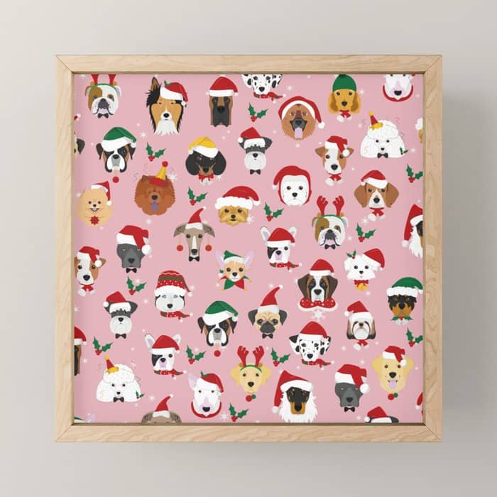 Christmas Dog Pattern Illustration Mini Art Print