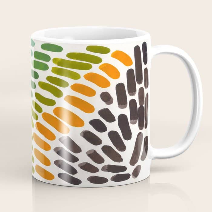 Yellow Teal Green Colorful Watercolor Abstract Organic Pattern Mid Century Modern Minimalist Playful Coffee Mug