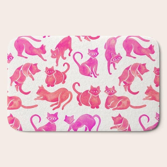 Cat Positions - Pink Ombrã© Palette Bath Mat