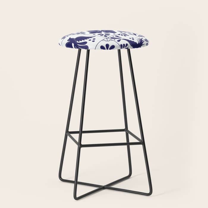 Mexican Talavera Blue Tiles Pattern By Akbaly Stool