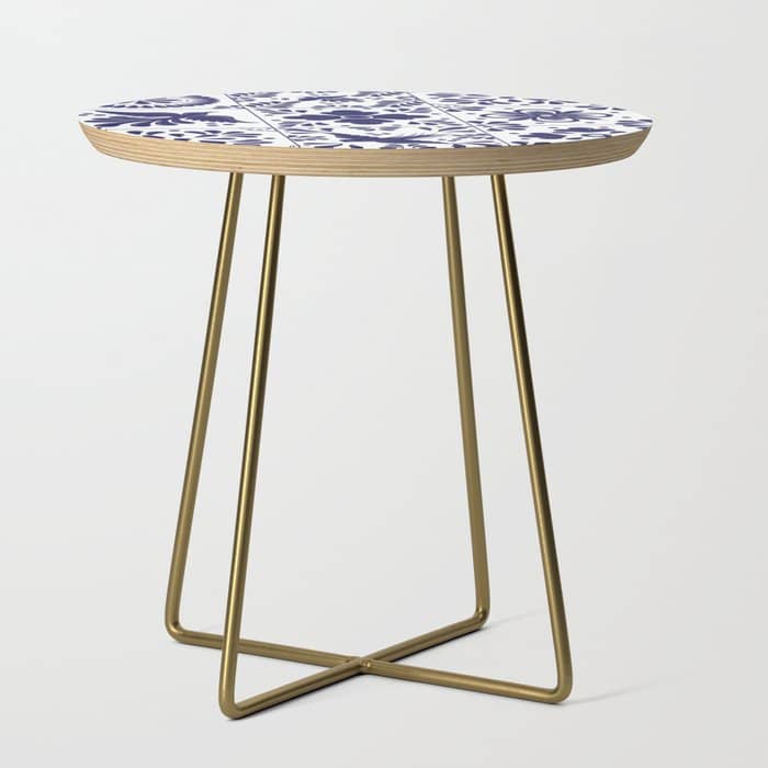 Mexican Talavera Blue Tiles Pattern By Akbaly Side Table