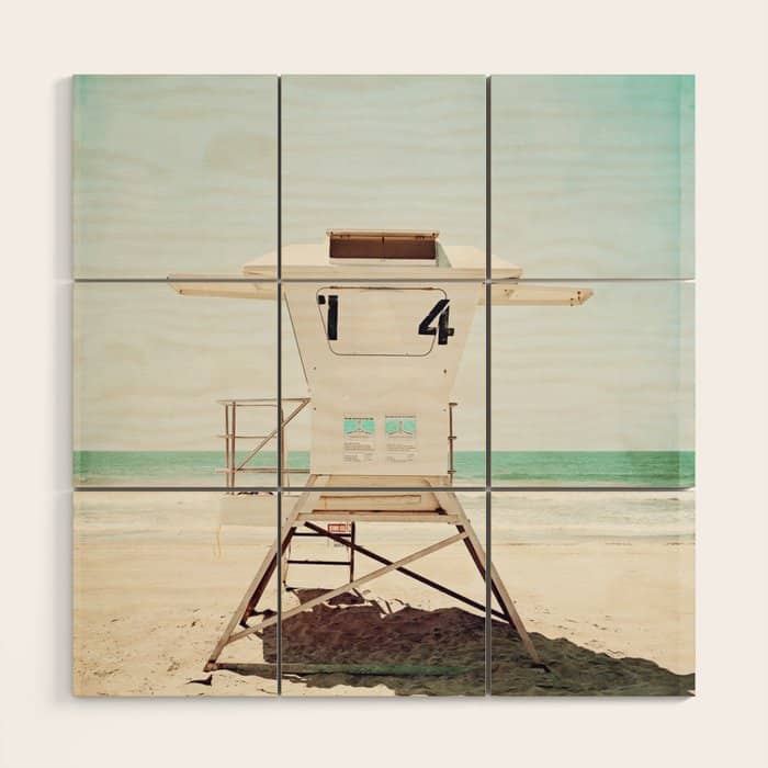 Lifeguard Stand, Beach Photography, San Diego California, Blue Aqua Seashore Ocean Summer Art Wood Wall Art