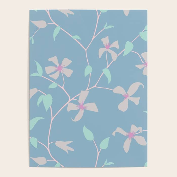 Floral Clematis Vine - Cool Summer Poster