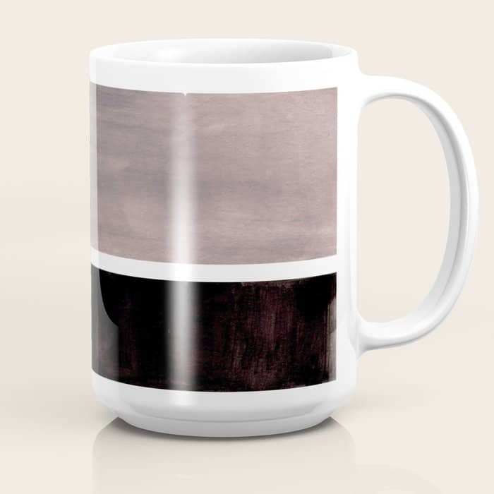 Mid Century Modern Minimalist Art Colorblock Rothko Inspired Squares Grey And Black Simple Abstract Coffee Mug