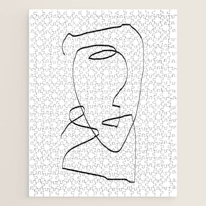 Abstract Head, Minimalist Line Art Jigsaw Puzzle