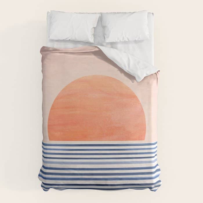 Summer Sunrise Minimal Abstract Landscape Duvet Cover