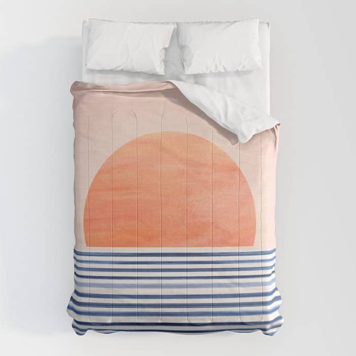 Summer Sunrise Minimal Abstract Landscape Comforter