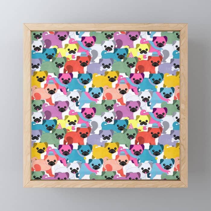 Colored Pugs Pattern - No1 Mini Art Print