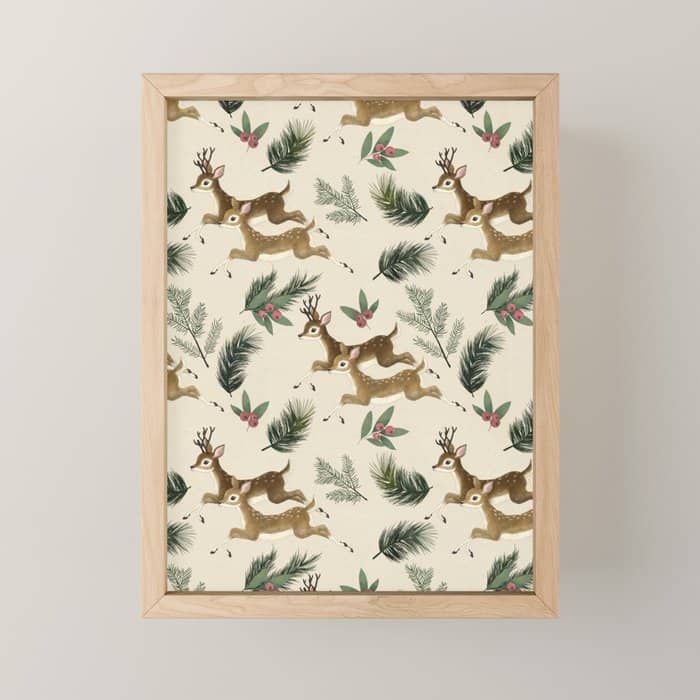 Winter Deer // Repeat Pattern Mini Art Print