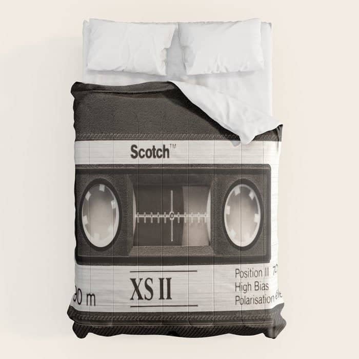 Cassette Tape Black And White #Decor #Homestorie #Buyart Comforter