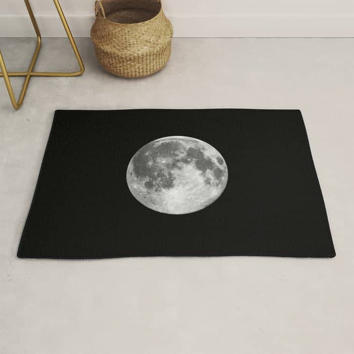 Full Moon Print Black-White Photograph New Lunar Eclipse Poster Bedroom Home Wall Decor Rug