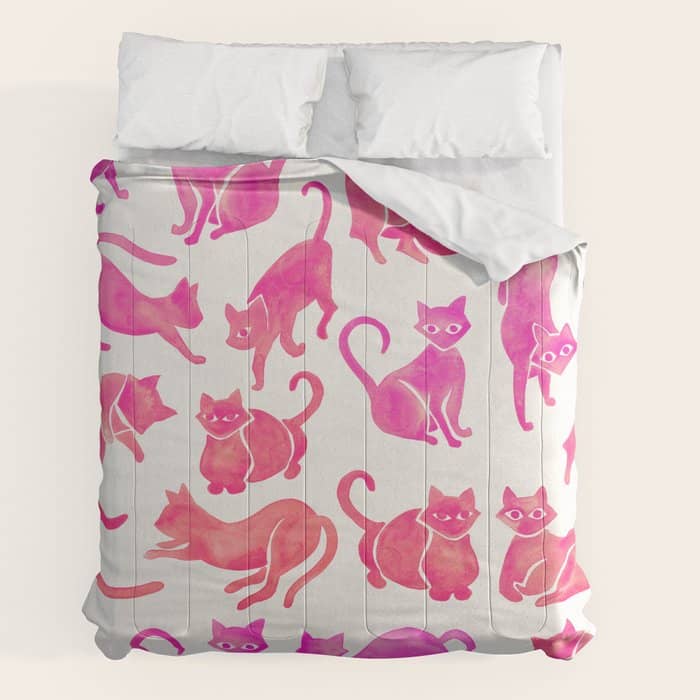 Cat Positions - Pink Ombrã© Palette Comforter