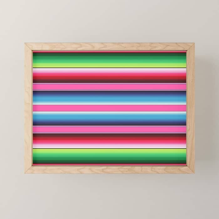 Pink Mexican Serape Blanket Stripes Mini Art Print