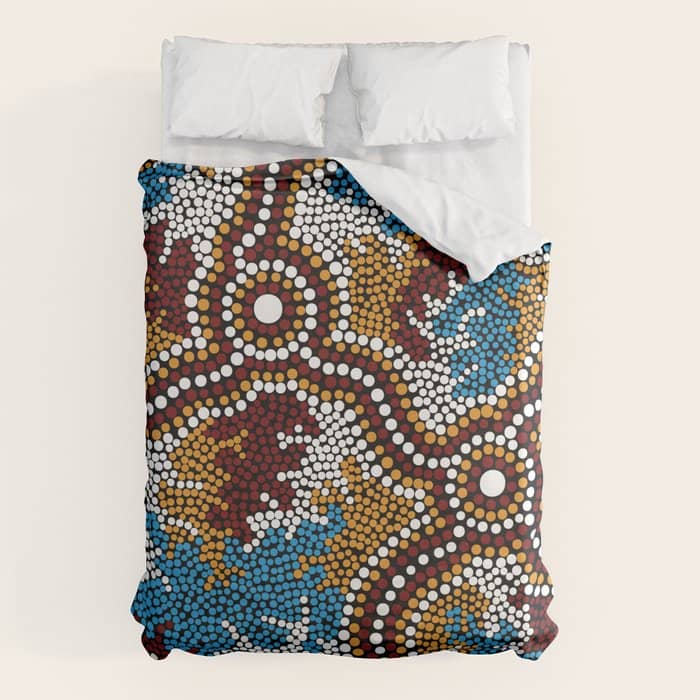 Authentic Aboriginal Art - Wetland Dreaming Duvet Cover