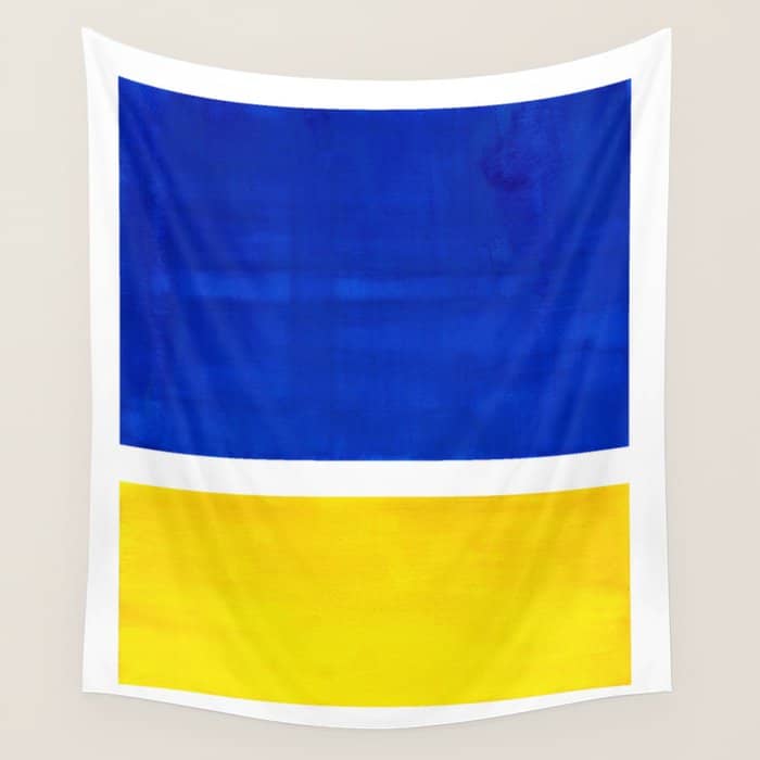 Colorful Bright Minimalist Rothko Blue Yellow Midcentury Modern Art Vintage Pop Art Wall Tapestry